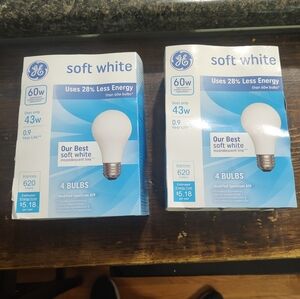 GE Soft White 60 Watt Light Bulbs 2 Packs Or A Total Of 8 Bulbs